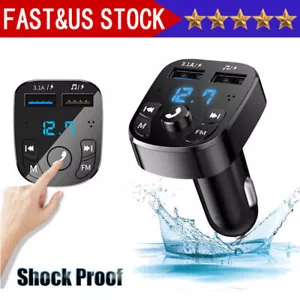 Car Wireless FM Transmitter Adapter Bluetooth 5.0 2USB PD Charger AUX Hands-Free - Picture 1 of 14