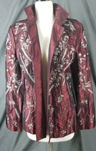 Linda Ellen tracy Womens Retro silk jacket Size 14 100%silk, embroidered  - Picture 1 of 8