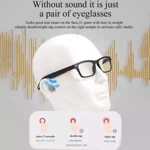 Smart Glasses Wireless Bluetooth v5 Music Stereo Headset Audio Speaker-Handsfree - Picture 1 of 20