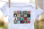ANTON Baby Bodysuit in Sign Letter Photos - 100% Cotton & Short Sleeve