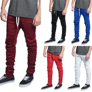 Men's Scrunched Bungee Drawstring Jogger Sports Workout Track Pants TR547-V1A - Picture 1 of 26