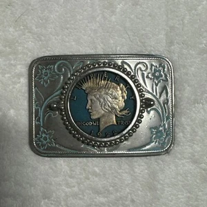 Belt Buckle W/ 1922 US SILVER Peace Dollar - Picture 1 of 5