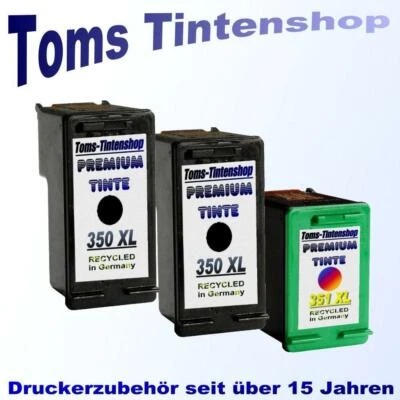 3 Patronen für HP 350 XL & 351 XL Photosmart C4200 C4280 C4380 Officejet J5780 - Bild 1 von 3