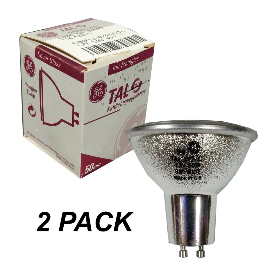 2 x GE 12V 50W MR16 GU7 Base - 40 Degree Halogen Light Bulbs Globes TAL422/C - Image 1 of 4