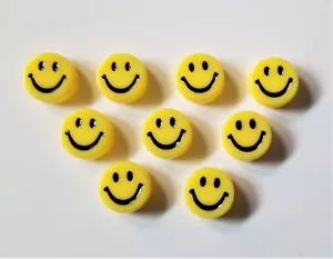 Set of 9 Smiley Faces Handmade Decorative Thumb Tacks/Push Pins or Magnets - Picture 1 of 3