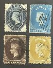 Ceylon. Vier Briefmarken verschiedener Jahre & Werte (VFU)