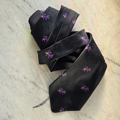 Corbata vintage de seda Williams Coop 58" Reis NewHaven negra púrpura años 60 HECHA EN EE. UU. Foto 1 de 4