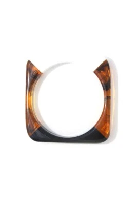 White And Black Brown Resin Acrylic Cuff Slide In Square Bangle - Image 1 of 2