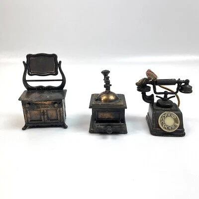 Vintage Durham Industries Metal Miniatures Dresser / Phone / Coffee Grinder - Image 1 of 4
