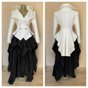 Formal womens Tailcoat, Tuxedo tails women, White tailcoat, Steampunk jacket - Picture 1 of 9