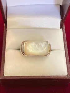 .925 Sterling Silver Mother of Pearl Statement Band Ring Signed WW Size 7.75 - Picture 1 of 14