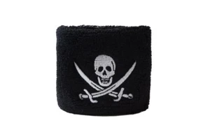 Schweißband Fahne Flagge Pirat mit zwei Schwertern 7x8cm Armband für Sport - Picture 1 of 1