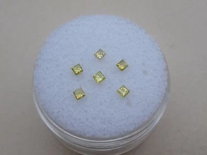 6 diamantes naturales facetados sueltos princesa amarillos de 1,8 mm cada uno - Imagen 1 de 5
