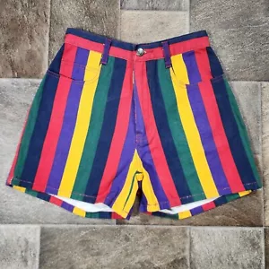 Pantalones Cortos Vintage Años 80 90 Multicolor Arco Iris Rayas por Carolina Colores Talla 7/8 - Imagen 1 de 6