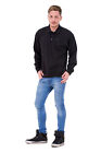 New Men’s Polo Long Sleeve Three Button Zip Pocket Sweatshirt Top Jumper M - XXL