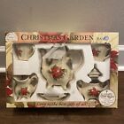Holiday "Christmas Garden" Poinsettia Design Ceramic 7 pc Teapot Set - NIB
