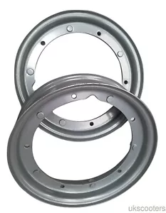 ukscooters VESPA WHEEL RIMS X 2 PX LML P T5 RALLY GREY SILVER 10 INCH SPLIT - Picture 1 of 3