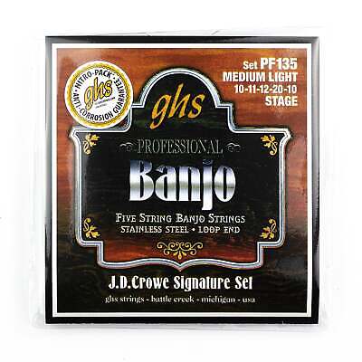 GHS PF135 J.D. Crowe 5-String Banjo 10-20 Stainless Steel Loop End