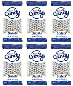 Color It Candy Shimmer Silver Sixlets Candies Weddings, Birthdays - Pack of 6 - Picture 1 of 6