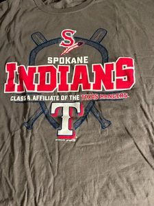 Spokane Indians t shirt A level Texas Rangers T shirt 2XL Gray MILB Minors WA - Picture 1 of 2