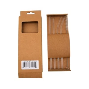 Straight Clear Tube 8mm Straw With Brush 5CT/ BOX - Picture 1 of 1