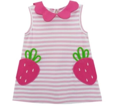 Vestido Calabacín Niños Fresa Bolsillo Cuello Pétalo Muy Buen Estado Talla 5 Foto 1 de 4