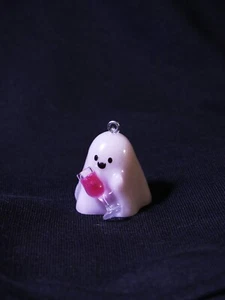 Cute ghost enjoying a glass of vine - Picture 1 of 1