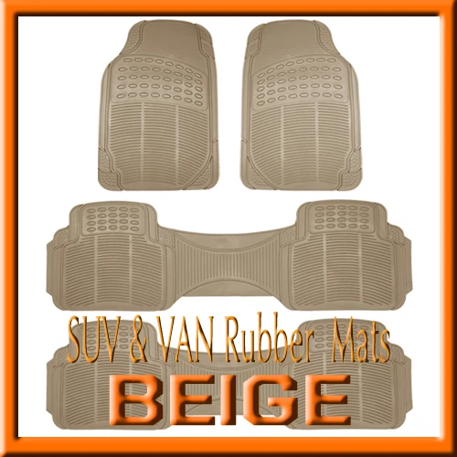 Fits NISSAN  ARMADA  ALL WEATHER  SEMI CUSTOM  BEIGE RUBBER FLOOR MATS / 4 PCS   - Image 1 of 1