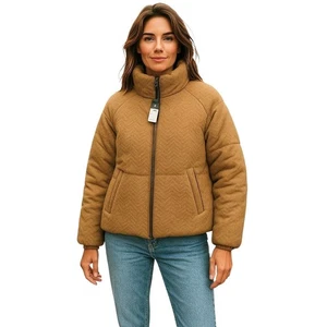WOOLRICH Knitted Puffer Women's Jacket S Wool Blend Camel Padded RRP1200 - Picture 1 of 12