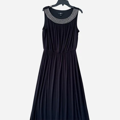 Maxi Vestido AGB Mujer Talla S Negro Adornado Escote Sin Mangas Foto 1 de 4