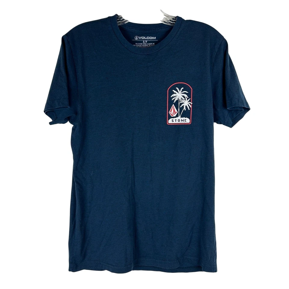 Volcom Mens T-Shirt Size Small Blue Palm Trees - Image 1 of 4