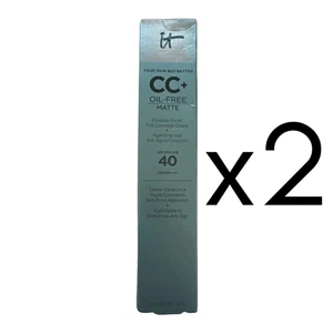 It Cosmetics CC+ Oil-Free Matte Full Coverage Cream SPF 40 Light LOT OF 2 NIB - Picture 1 of 2