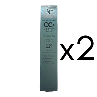 It Cosmetics CC+ Oil-Free Matte Full Coverage Cream SPF 40 Light LOT OF 2 NIB - Image 1 of 2