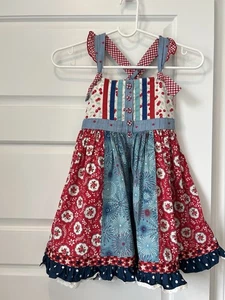 Matilda Jane 4th Of July Red White & Blue Firework Dress Size 6 - Picture 1 of 2