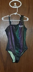 NWOT Justice Sport Black Irridescent Shine Swimsuit Sz Small 7/8 - Picture 1 of 3