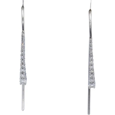 10k White Gold Round Diamond Hook Dangle Earrings 0.50CT - Image 1 of 4