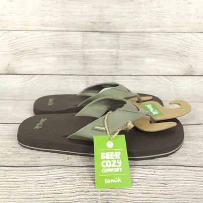 Sanuk Beer Acogedoras Chanclas Playa Exterior Sandalias Para Hombre Marrón Atigrado Talla 8 Nuevas Con Etiquetas Foto 1 de 4