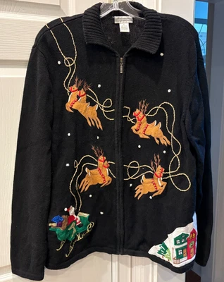 Ladies Investments Christmas Cardigan Sweater, Size XL - Image 1 of 3