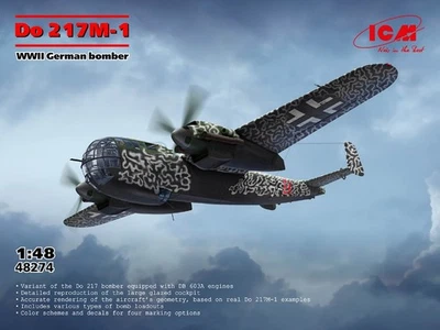 KIT MODELLINO AEREO ICM DO 217M-1 WWII GERMAN BOMBER MODELLISMO SCALA 1:48 - Immagine 1 di 4