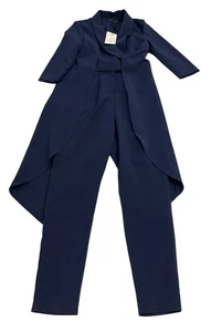 Lavish Alice Navy cape Jumpsuit Women Size 6 Navy Coattail - Picture 1 of 6