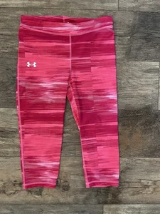 UNDER ARMOUR Heat Gear Compression Bright Dark Pink Capri Leggings - Size YLG - Picture 1 of 4