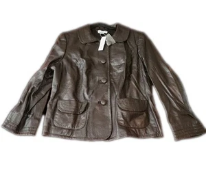 Veste vintage Pendleton Plus marron simili cuir croco femme 2X - bouton devant - Photo 1/3