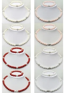 Kunst & Silber Metall Perlen mit Strass-Hals-Kette 18-60 cm P. Ø 10 mm Neu 1 St. - Bild 1 von 9