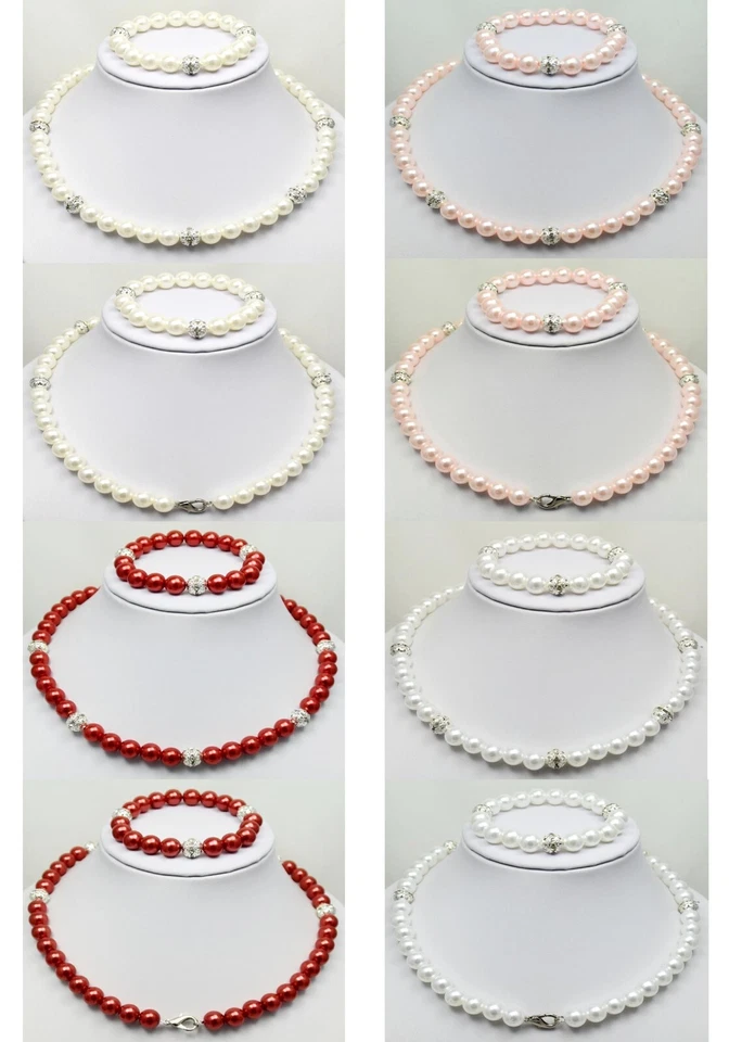 Kunst & Silber Metall Perlen mit Strass-Hals-Kette 18-60 cm P. Ø 10 mm Neu 1 St. - Bild 1 von 1