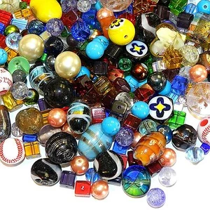 GL9910 Verschiedene Größen 4 mm - 15 mm, Form, Farbe & Finish Glas Mix 4 Unzen (300 Perlen) - Bild 1 von 4