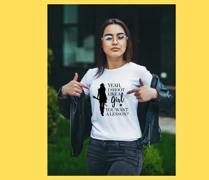 Shoot like a Girl Skeet, Trap, Clay Shooting T-shirt, Long Sleeve, Hoodie - Picture 1 of 8