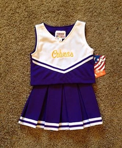 Girls Size 12 Purple & Gold Cobras Logo Cheerleading 2 Pc uniform Skirt Set NWT - Picture 1 of 2