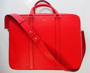 Paul Smith Bag Extra Large Red Leather Business Weekend Travel Holdall NWT - Picture 1 of 23