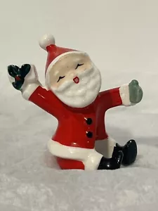 VINTAGE Napco SANTA CANDLE HUGGER CLIMBER Ceramic 1957 Japan holding gift 3 inch - Picture 1 of 9
