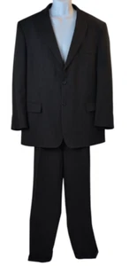 Pronto Uomo 48R 41W Suit Mens Black Wool Executive Collection - Picture 1 of 21